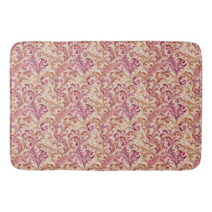 Dusty Rose and Taupe Leaf Scroll Bath Mat