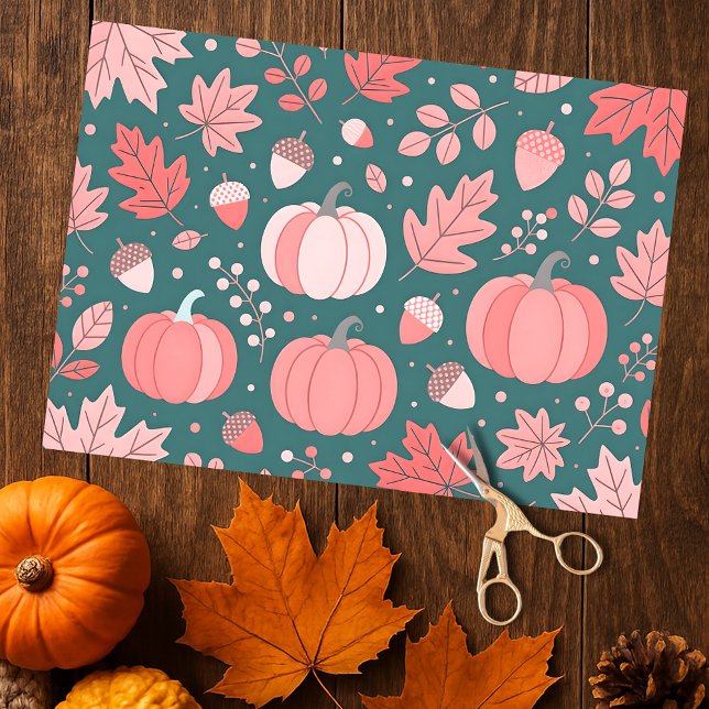 Dusty Rose and Teal Autumn Harvest Thanksgiving Tissue Paper (Creator Uploaded)