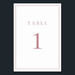 Dusty Rose and White Minimalist Table Number<br><div class="desc">Dusty Rose and White Classic Minimalist Table Number - fully customisable. **PLEASE NOTE: To order,  simply adjust your table number and add each number to your cart separately. Then check out once you are finished.</div>