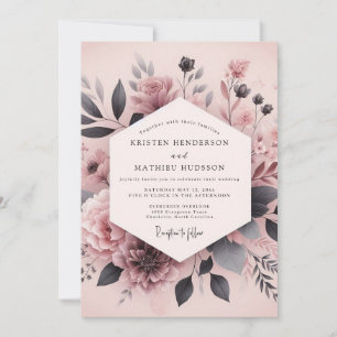 Dusty Rose Ash Bloom Wedding Invitation