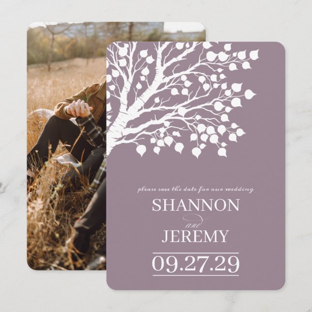 Dusty Rose Aspen Tree Wedding Save The Date (Front/Back)