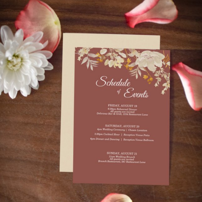 Dusty Rose Autumn Boho Schedule Enclosure Card (Creator Uploaded)