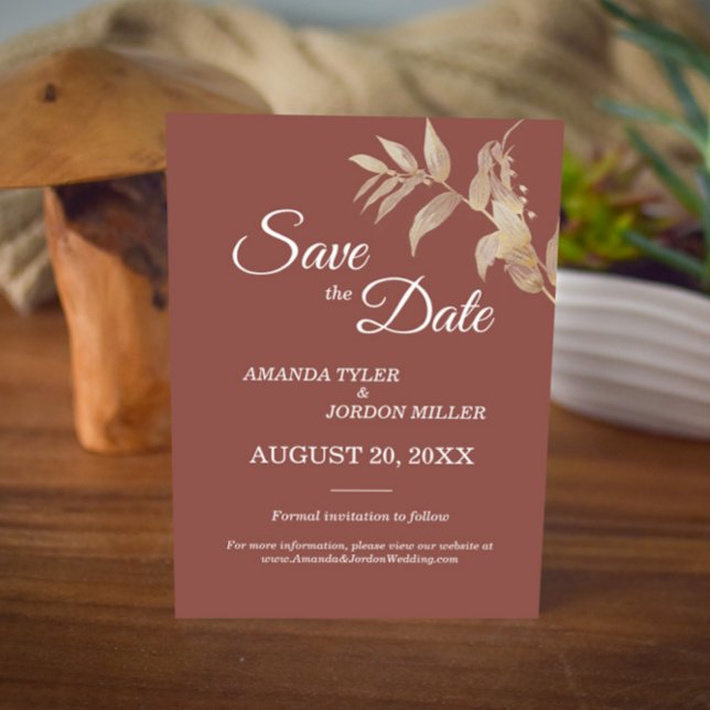 Dusty Rose Autumn Boho Wedding Save The Date (Creator Uploaded)