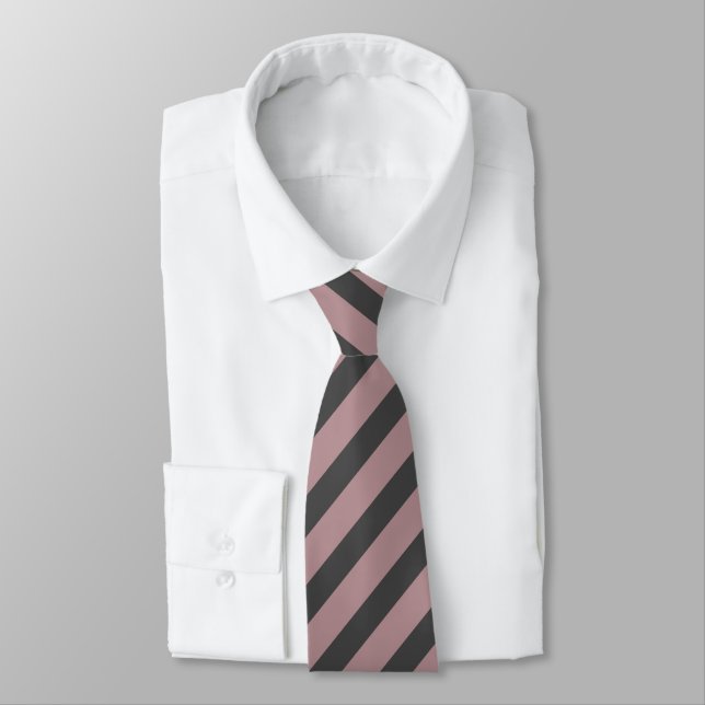 Dusty Rose B48E92 / Charcoal Grey 434343 Stripes Tie (Tied)