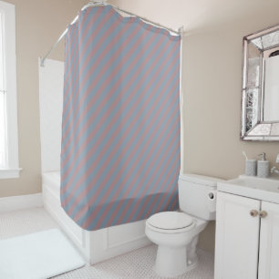 Dusty Rose B48E92 / Dusty Blue 8C9DAD Stripes Shower Curtain