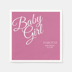 Dusty Rose Baby Girl Baby Shower Napkin