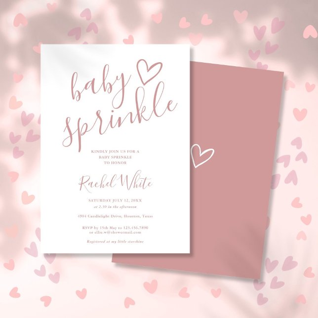 Dusty Rose Baby Girl Baby Sprinkle Shower Invitation (Dusty Rose Baby Girl Baby Sprinkle Shower Invitation)