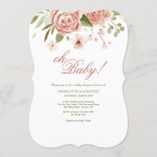 Dusty Rose Baby Shower Invitation