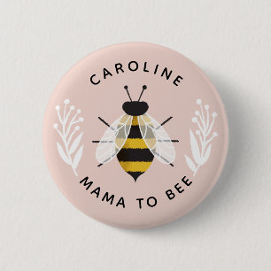 Dusty Rose Baby to Bee Shower Name 6 Cm Round Badge