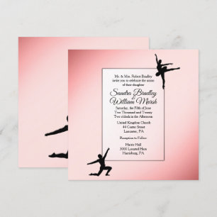 Dusty Rose Ballet Dancers Wedding Invitation