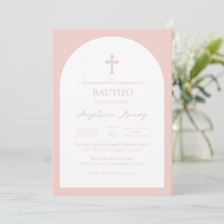 Dusty Rose Bautizo Invitación Baptism Invitation