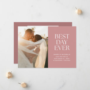 Dusty Rose Best Day Ever Wedding Announcement