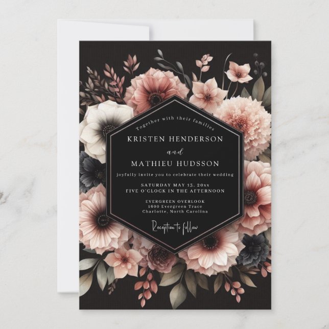 Dusty Rose Bloom Romantic Wedding Invitation (Front)