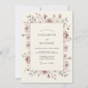 Dusty Rose Blossom Nature Wedding Invitation