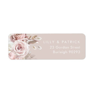 Dusty Rose & Blush Beige Wedding Return Address Label
