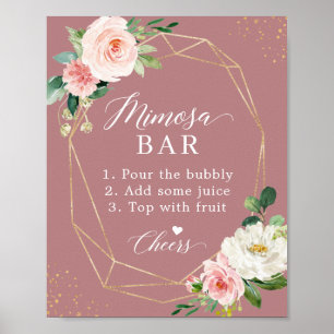 Dusty Rose Blush Bridal Shower Mimosa Bar Sign