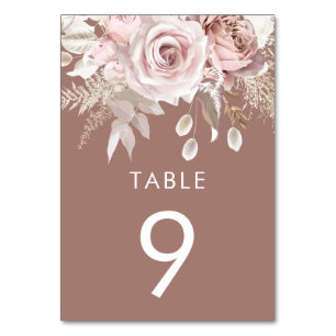 Dusty Rose & Blush Clay Wedding Reception Table Number