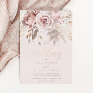 Dusty Rose Blush Floral Fall Wedding Rose Gold