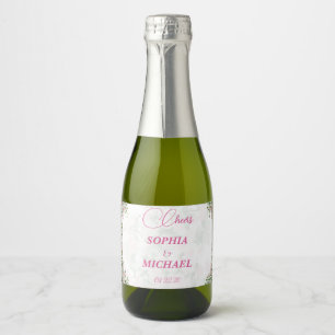 Dusty Rose Blush Floral Mini Champagne Bottle Tags Sparkling Wine Label