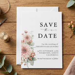 Dusty rose Blush Floral Wedding Save The Date