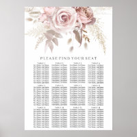 Dusty Rose Blush Floral Wedding Seating Chart