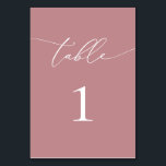 Dusty Rose Blush Minimalist Wedding Table Number<br><div class="desc">Beautiful,  elegant,  modern and minimalist,  table number card. Fully customisable. **PLEASE NOTE: To order,  simply adjust your table number and add each number to your cart separately. Then check out once you are finished.</div>