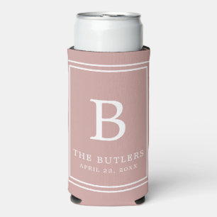 Dusty Rose/Blush Monogram Wedding Tall Can Cooler