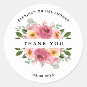 Dusty Rose   Blush Pink Floral Wedding  Classic Round Sticker