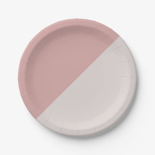 Dusty Rose Blush Pink Geometric Colour Blocks Paper Plate