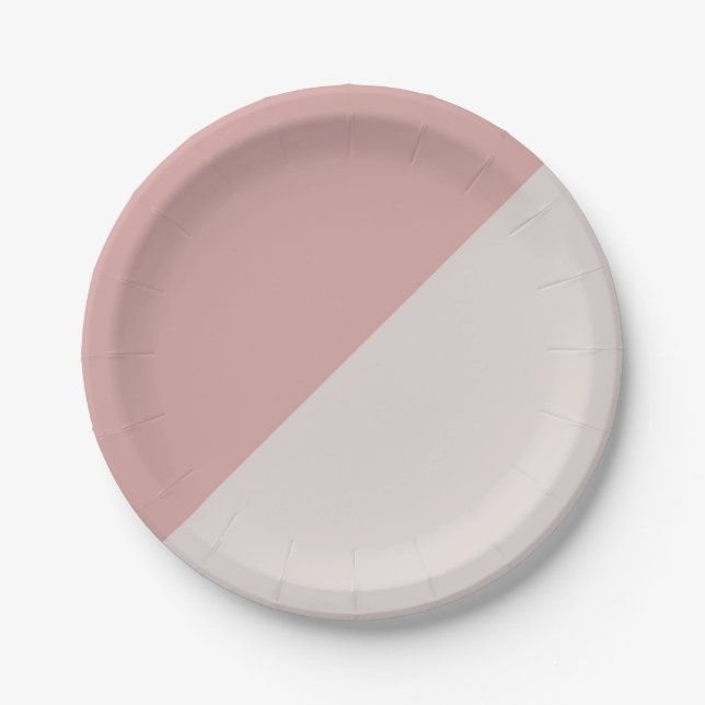 Dusty Rose Blush Pink Geometric Colour Blocks Paper Plate (Front)