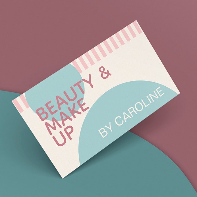 Dusty Rose Blush Pink Mint Teal Green Art Pattern Business Card (Creator Uploaded)