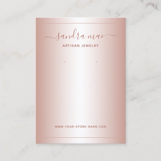 Dusty Rose Blush Pink Ombre Jewellery Display Card (Front)