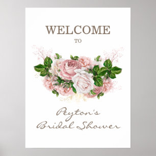 Dusty Rose Blush Pink White Vintage Bridal Shower Poster