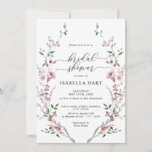 Dusty Rose Blush Pink Wild Flower Bridal Shower Invitation