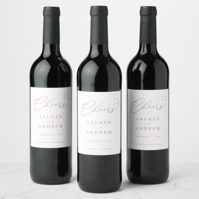 Dusty Rose | Blush Wedding Wine Label (Bottles)