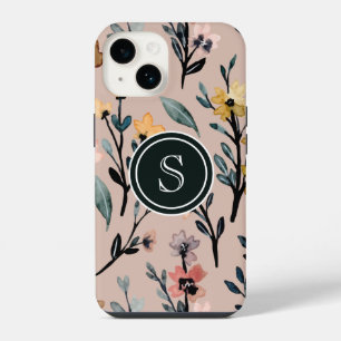 Dusty Rose Boho Floral Watercolor Custom iPhone 14 Case