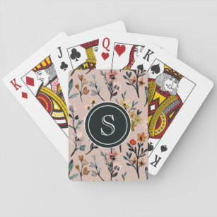 Dusty Rose Boho Floral Watercolor Custom Playing Cards