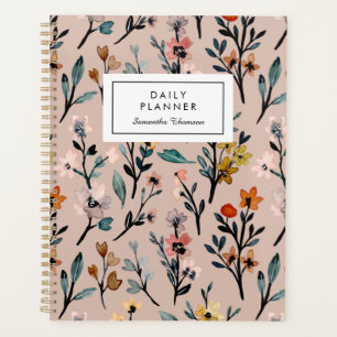 Dusty Rose Boho Floral Watercolor Custom Undated Planner