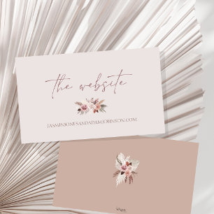 Dusty Rose Boho Pampas Wedding Website Info Enclosure Card