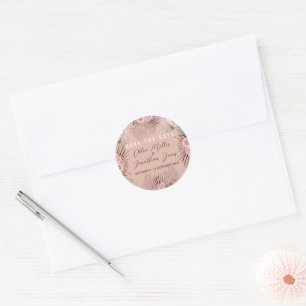 Dusty Rose Boho Tropical Classic Round Sticker