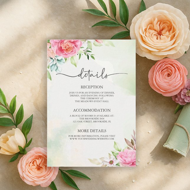 Dusty Rose Boho Wedding Enclosure Details Card (Creator Uploaded)