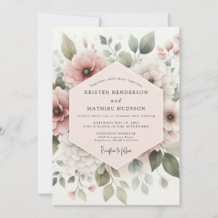 Dusty Rose Botanical Bloom Wedding Invitation