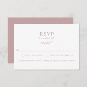 Dusty Rose Botanical Branch Food Allergy RSVP Card