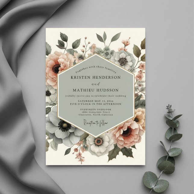 Dusty Rose Botanical Elegance Wedding Invitation (Creator Uploaded)