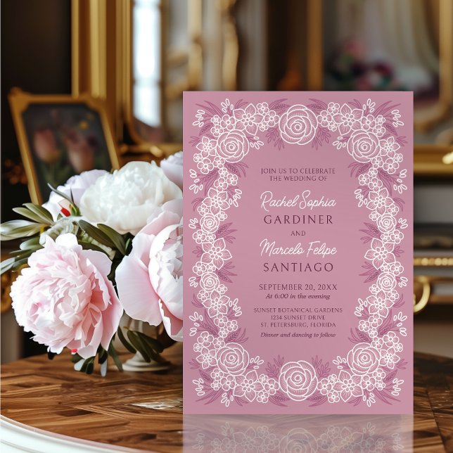 Dusty Rose Botanical Floral Wedding Invitation (Creator Uploaded)