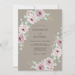 Dusty Rose Botanical Flourish Wedding Invitation