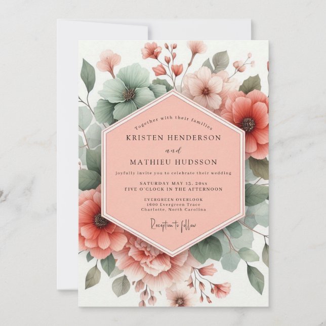 Dusty Rose Botanical Romance Wedding Invitation (Front)