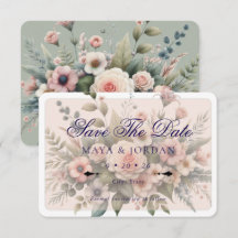 Dusty Rose Botanical Save The Date Elegant Floral