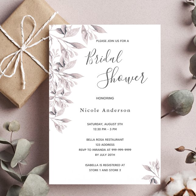 Dusty rose botanical script Bridal Shower Invitation (Creator Uploaded)