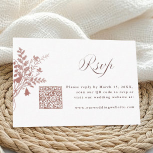 Dusty Rose Botanical Wedding QR Code RSVP Enclosure Card